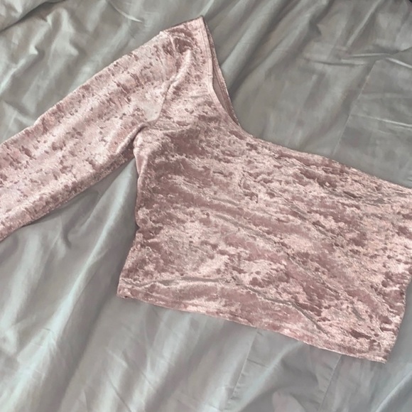 TNA Velvet Pink Long Sleeve Crop Top size S